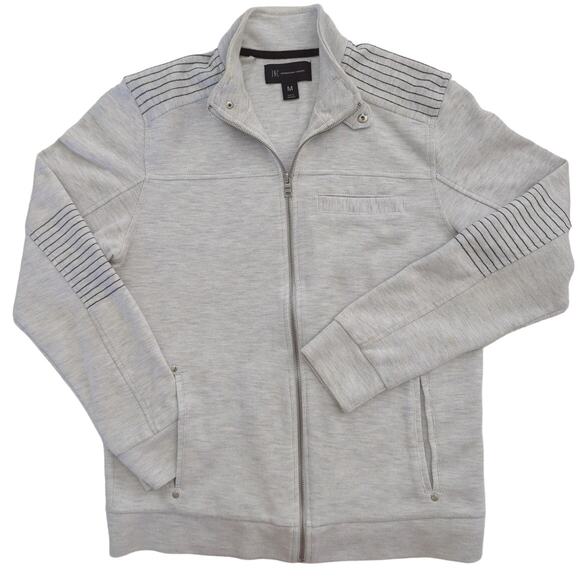 INC INTERNATIONAL CONCEPTS Knit Light Gray/Grey Full Zip Moto Jacket Men Size M - Picture 1 of 6